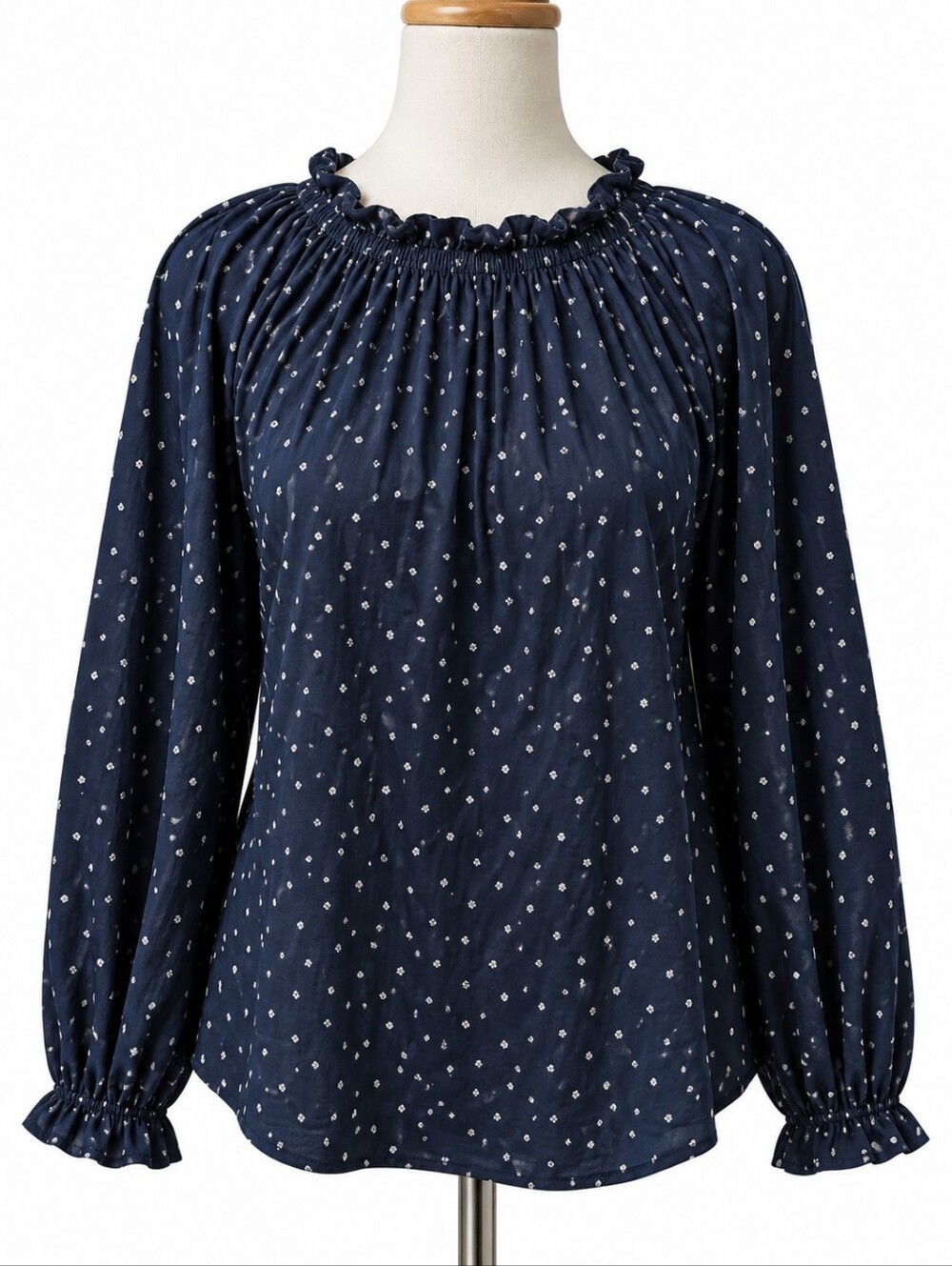 GAP Navy Blue Polka Dot Peasant Blouse